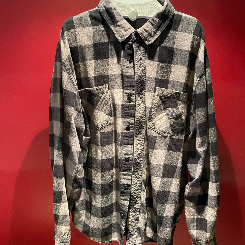 Men’s Harley-Davidson Brushed Flannel Plaid Long Sleeve Woven Shirt size 2XL